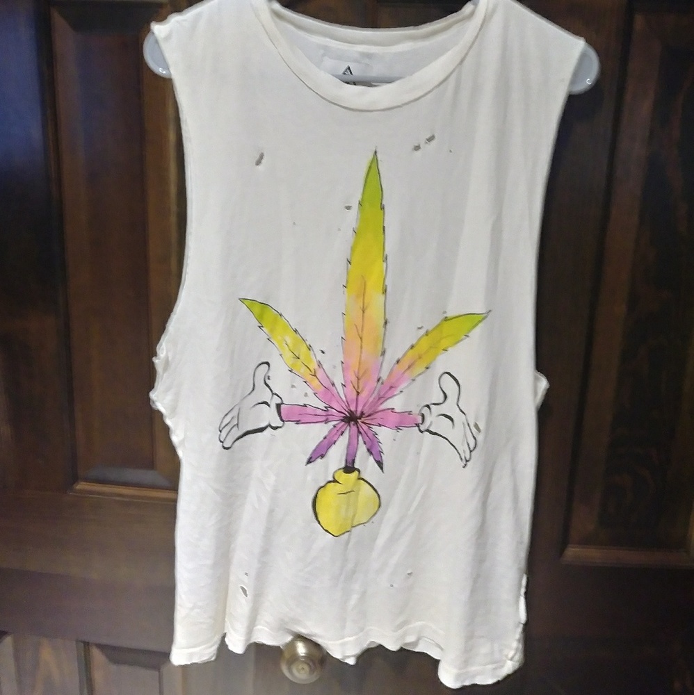unif Mickey Hands Pot leaf muscle tee